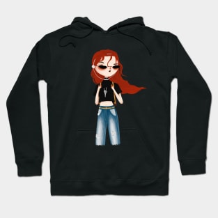 90s 2000s Alternative Rock Girl Drawing Illustration Hoodie